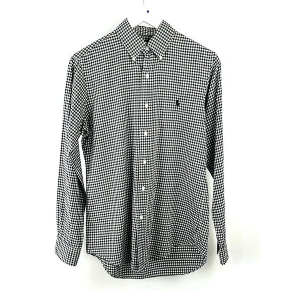 Ralph Lauren Black and White Gingham Cotton Buttoned Shirt - Picture 1 of 12